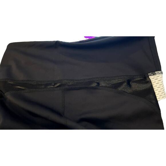 Noli Blk Womens Athletic Workout/Yoga Cropped Leggings w/ Wte‎ Side Stripes Sz L - Picture 4 of 8